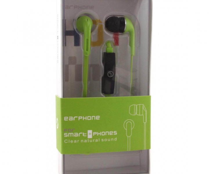 Наушники M2 Green, Mini jack (3.5 мм), вакуумные, микрофон на проводе